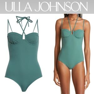 ULLA JOHNSON Nalani Strappy Underwire One-Piece Swimsuit in Green XS 355$